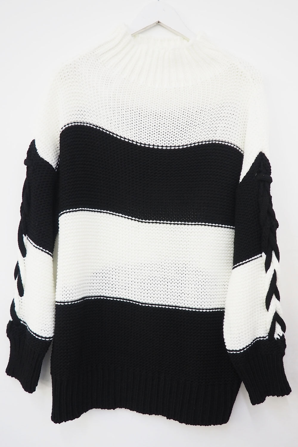 Black u0026 White Stripe Cross Sleeve Chunky Knit | Dolly Daydream