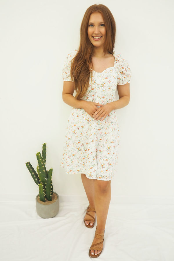 orange button front dress